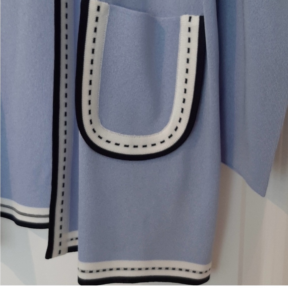 Misook Blue and White Blazer with Decorative Trim - Picture 2 of 2